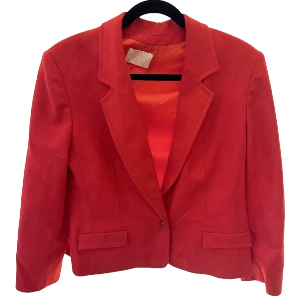 VTG Pendleton Blazer 100% Virgin Wool Red 1 Button Blazer Sz 12 Vintage